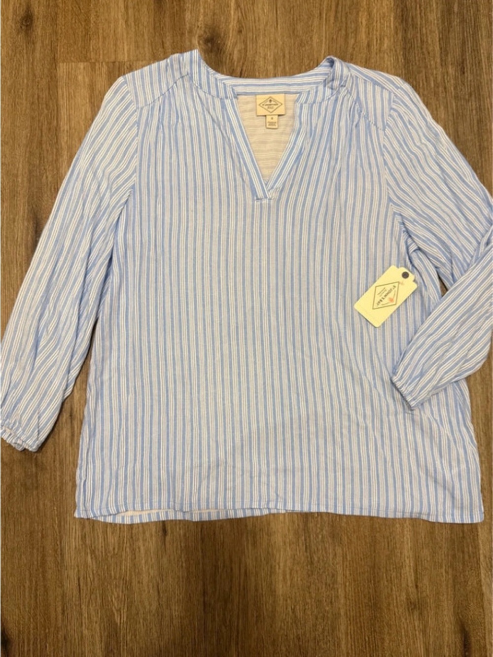 St. John's Bay Light Blue and White Striped Long Sleeve Tunic